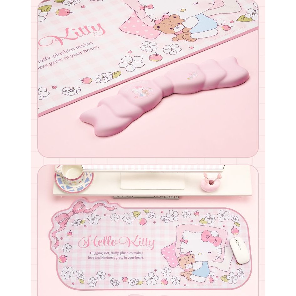 Sanrio Kuromi ขนาดใหญ่ตาราง Anti-slip กันน้ําหนา HelloKitty คอมพิวเตอร์คีย์บอร์ดหนังแผ่นรองเม้าส์