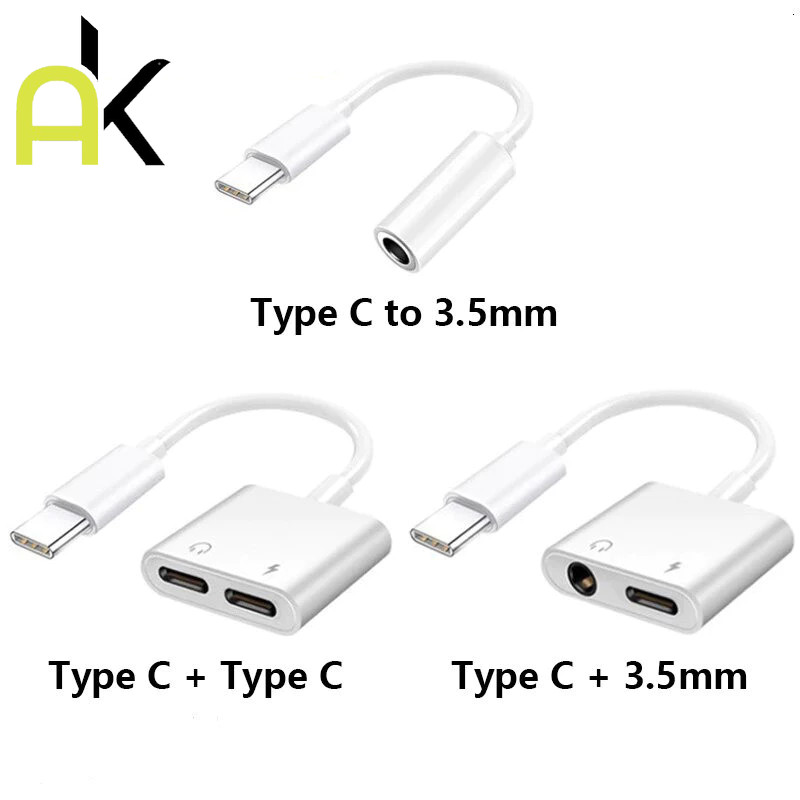 AK หางหนู Type C to Audio 3.5mm / USB C หัวแปลง type c สายแปลงหูฟัง 3.5 mm ใช้ได้กับ Samsung , Pad Pro, Air 4 5, ไอ15 16
