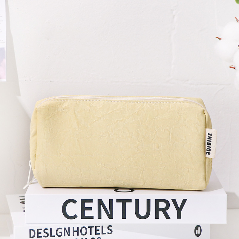 กล่องดินสอหนังสีทึบเรียบง่ายความจุขนาดใหญ่หลายชั้นเก็บกล่องดินสอมัลติฟังก์ชั่กระเป๋าเก็บเครื่องเขียน - รูปที่ 4