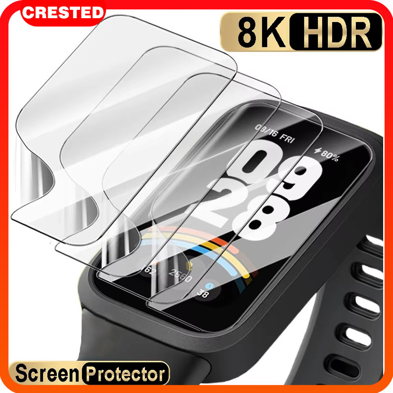 กระจกนิรภัย 3D / ฟิล์มนุ่ม for Xiaomi Mi Band 9 8 Active / Redmi Band 3/2 อุปกรณ์ป้องกันหน้าจอ for Mi Band 8 Active
