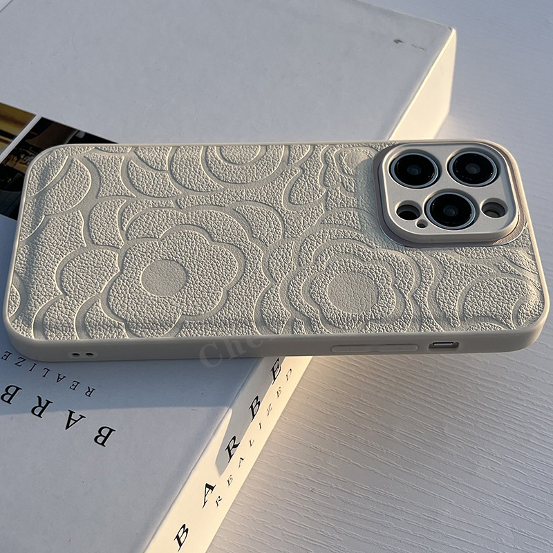 Metalic กรอบกล้อง Camellia เคสหนัง PU สําหรับ iPhone 17 17Pro 17Promax 16Promax 16 15 14 13 11 - รูปที่ 3