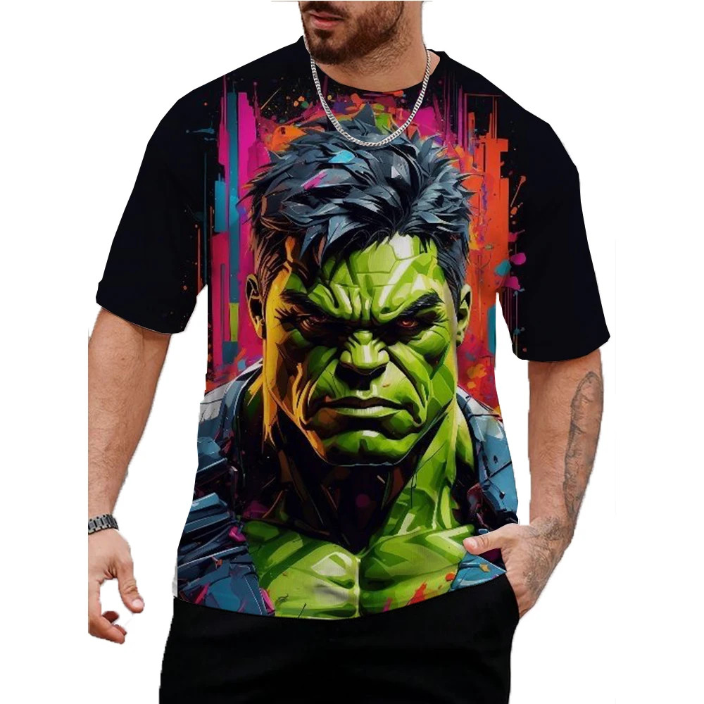 Marvel T เสื้อสําหรับชายฤดูร้อน Incredible Hulk Tops Tees ชายสบายๆสไตล์แขนสั้นเสื้อผ้าแฟชั่นอินเทรนด์ Streetwear