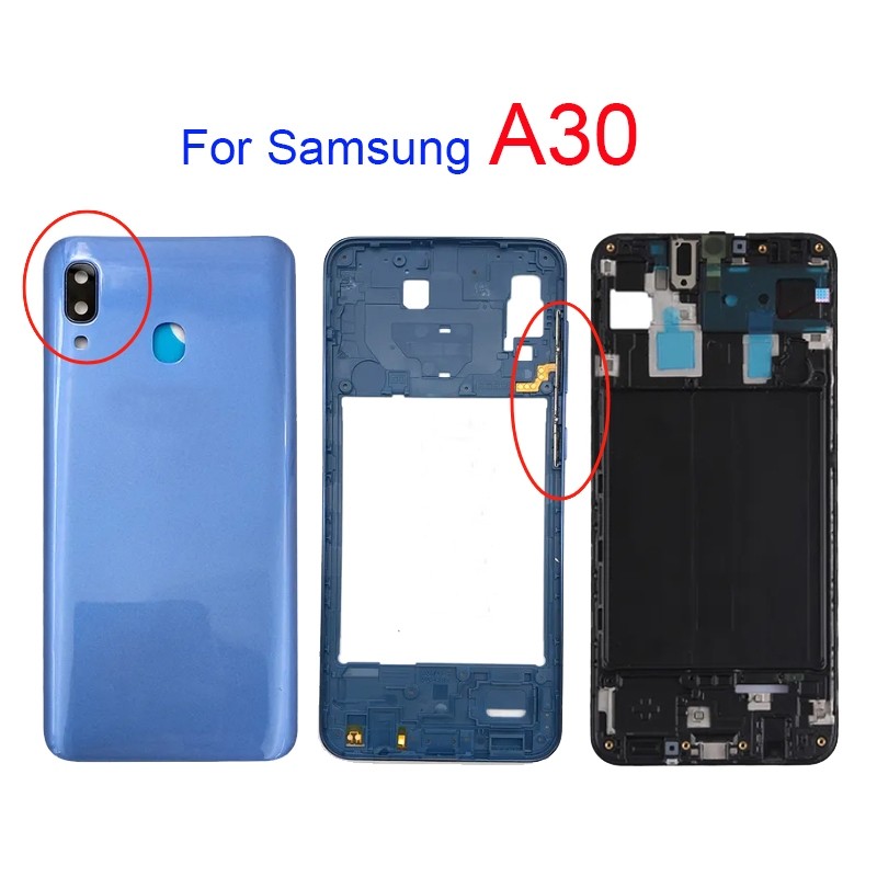 สําหรับ Samsung Galaxy A30 ฝาหลังตัวเรือนกรอบกลางด้านหน้ากรอบ LCD เปลี่ยน