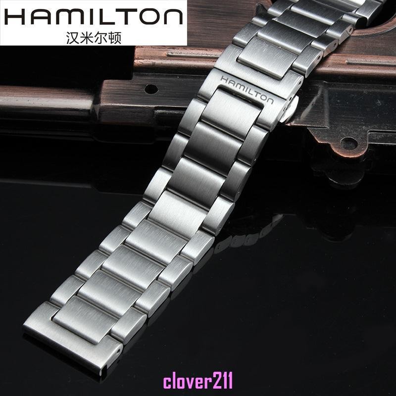 HAMILTON HAMILTON สายสแตนเลส Jazz Khaki Navy Men Strap สายเหล็กสร้อยข้อมือสแตนเลสแข็ง