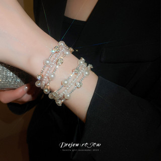 เดรช เพชรฝังมุกหลายชั้นรอบเปิดสร้อยข้อมือศาลฝรั่งเศสสไตล์สร้…