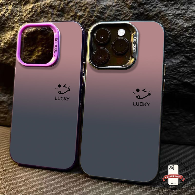 แฟชั่นไล่สียิ้ม Emoji เลนส์โลหะธรรมดา เคส Samsung A05 A51 A34 A14 A15 A54 A05s A31 A02s A03s A21s A04s A60 A12 A10s A32