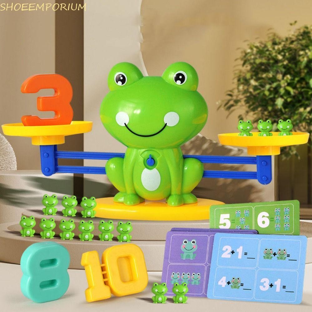 SHOEEMPORIUM Frog Digial Blancne Tree ของเล่น, กบนับต้นไม้ผู้ปกครอง-เด็ก Interactive Tabletop Game, Interactive Leisure Time Trend Stackable Balance Tree Game