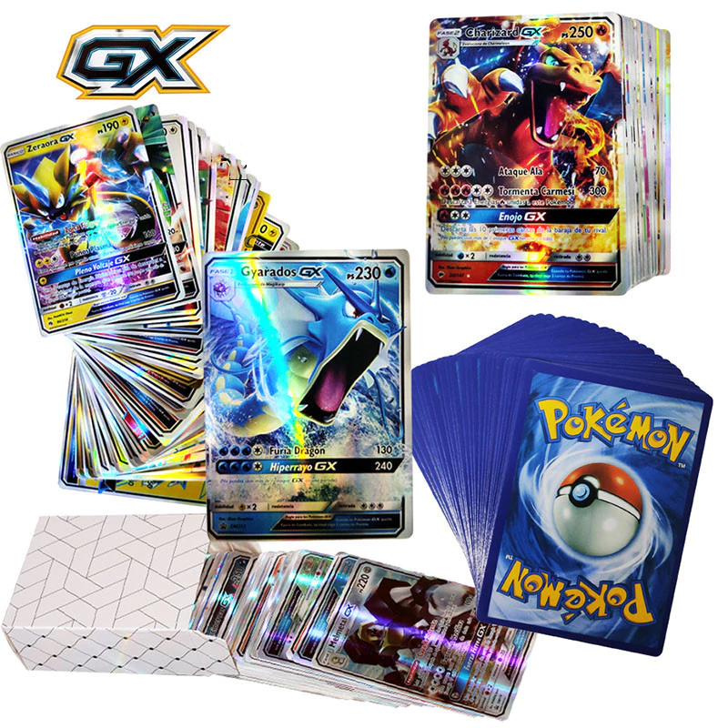 100 ชิ้นการ์ดโปเกมอน Glory Pack เงา Vmax/GX/Mega Trading การ์ดเกม Charizard Pikachu การ์ดของเล่น