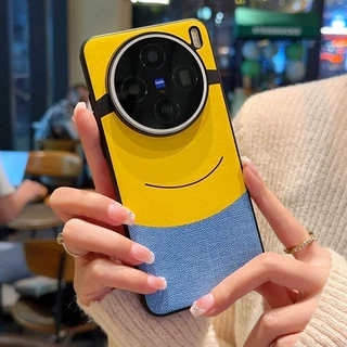 Thin & Light Minions Eyes Design Spliced หนังสําหรับ Vivo X200 Ultra X200S X200 Pro Mini X300 Pro X300 ฝาครอบโทรศัพท์ปลอก