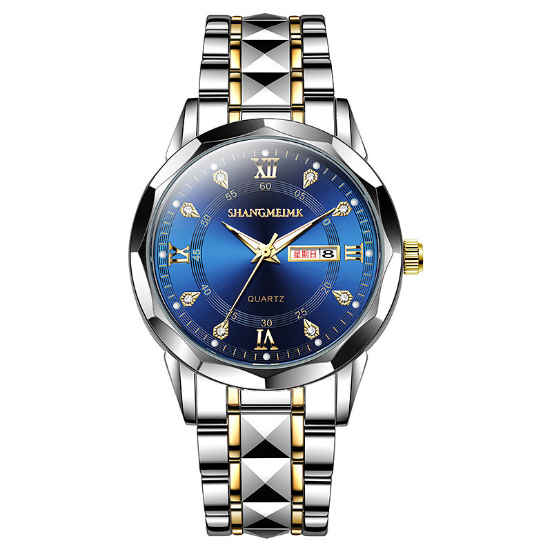 นาฬิกาควอตซ์ผู้ชายข้ามพรมแดนแบบใหม่ - สว่างในที่มืด, กันน้ำ, ใช้งานธุรกิจและทำกิจกรรมสันทนาการพร้อมสายรัดเหล็กปุ่มย้ำ - รูปที่ 3