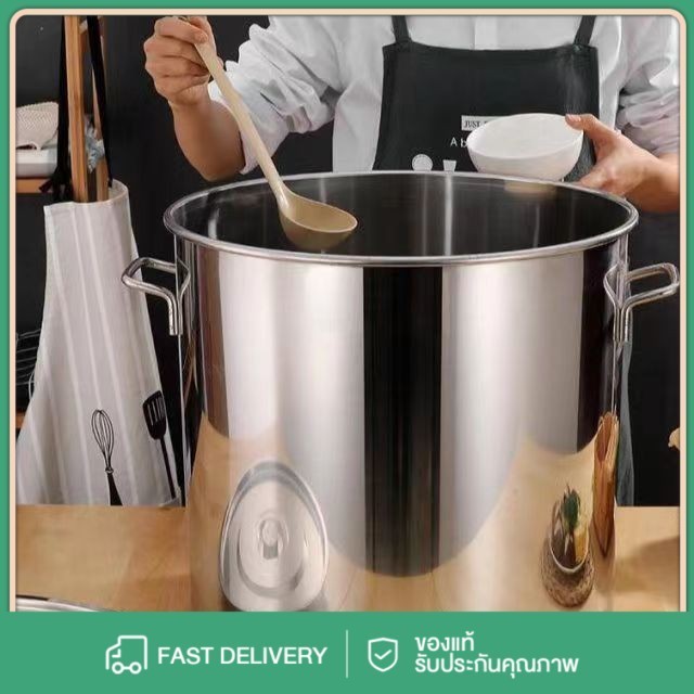 หม้อสตูว์สแตนเลสแท้ ทรงสูง 20-50ซม ใช้ต้มน้ำซุป/ตุ๋นอาหาร หม้อครัวคุณภาพ ทนความร้อนสูง ใช้ได้ทุกเตา