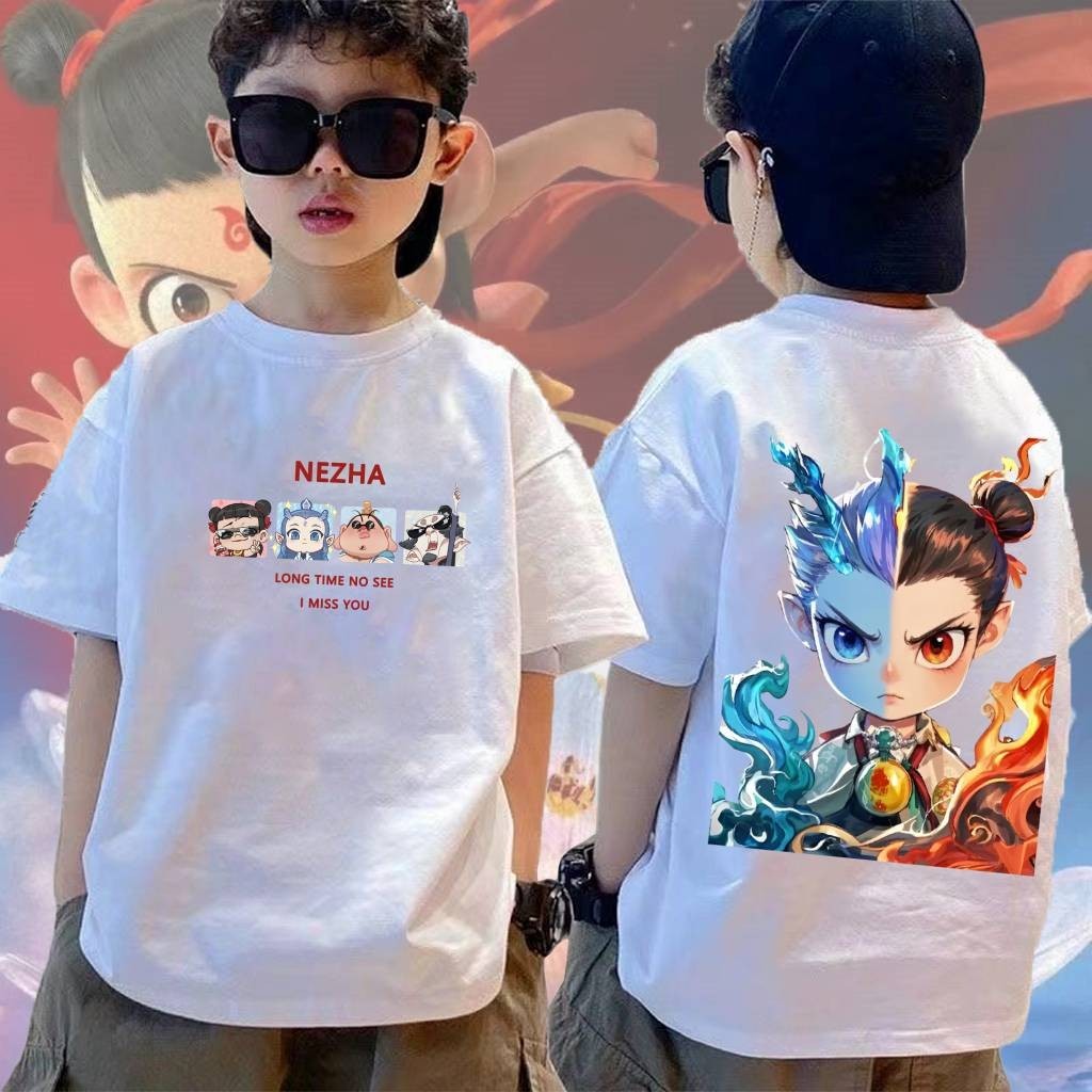 เสื้อยืด Magic Boy Nezha เสื้อยืด nezha2#4 การ์ตูนสุดฮอต Nezha Aobing พิมพ์เสื้อผ้าทุกการแข่งขันผ้าฝ