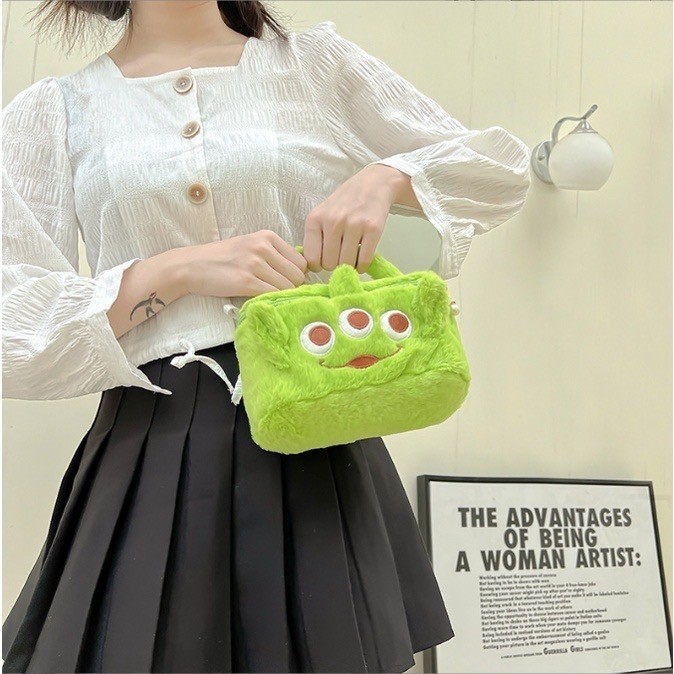 กันน้ำ (พร้อมส่ง)Su152กระเป๋าใส่เครื่องสำอาง ขนนุ่มนิ่ม สีพาสเทล มี8ลาย มีซิป พกพาสะดวก