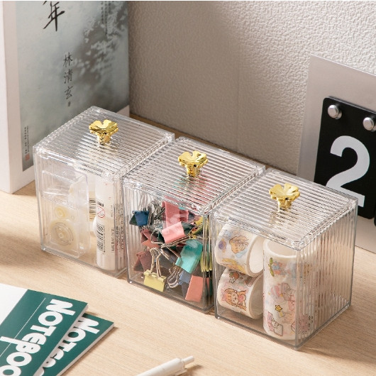 เป๋าเสริมสวย YIWUSHOP ปลีก/ส่ง กล่องใส่สำลีคัตตอนบัต เครื่องสำอางค์  พร้อมฝาปิด อะคริลิค