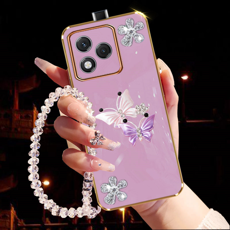 สําหรับ Honor 400 Lite Magic7 X9c สมาร์ท X8C 5G 4G Honor400Lite เคสโทรศัพท์หรูหราสองบินผีเสื้อตกแต่ง