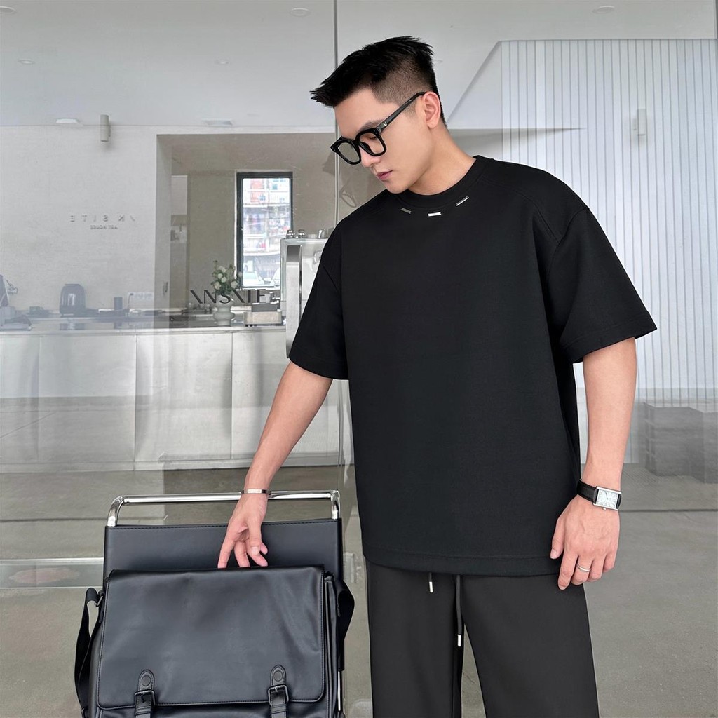 M-4XL Plus ขนาดผู้ชายฤดูร้อนแขนสั้นเสื้อยืด High-End Simple แขนสั้นอเมริกันสบายๆรอบคอแขนสั้น NF2