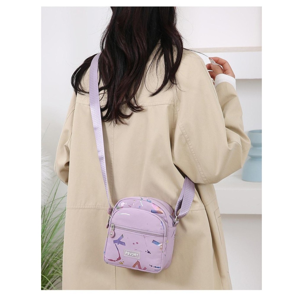CNXIQU กระเป๋าสะพายไหล่,ไนลอนมินิกระเป๋าสะพายข้าง, Causal Multi Layer Purse Women