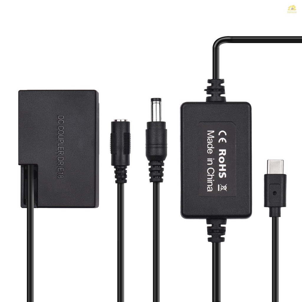 PD USB Type-C สาย DR-E18 Dummy แบตเตอรี่ DC Coupler LP-E17 สําหรับ Canon 750D 760D T6S 77D 800D 200D