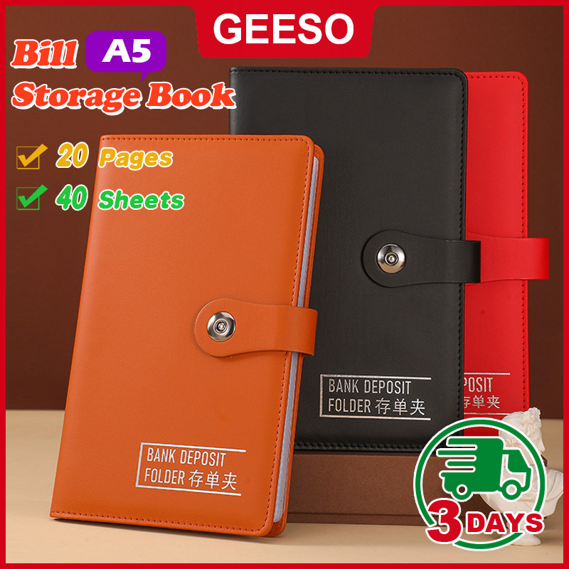GEESO A5 Monochrome Binder Book กระเป๋าใส่ทะเบียนรถ ทะเบียนบ้าน ทะเบียนรถ ทะเบียนบ้าน สมุดเก็บเงิน 存