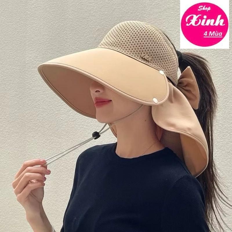 หมวกป้องกันแสงแดดฤดูร้อนปีกกว้างของผู้หญิง (IOI) พร้อมผ้าพันคอไหล่และคอ (T334SX4M)