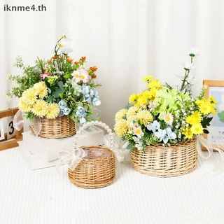 [ikn] Willow หวายสีเหลืองตะกร้าจัดดอกไม้ตะกร้าสานแข็งแรงขนาดเล็กตะกร้าหวายแฮนด์เมด [TH]