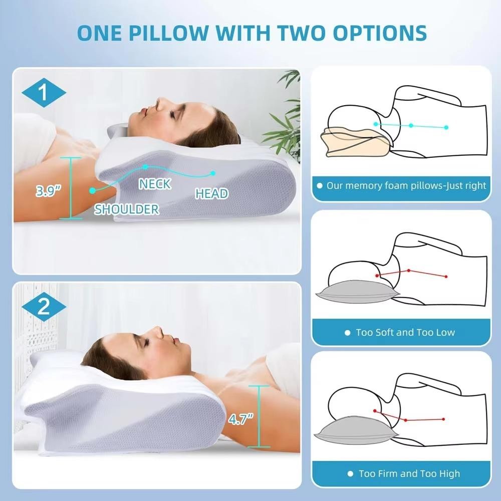 หมอนเมมโมรี่โฟม ADVA, หมอนรองคอตามหลักสรีระศาสตร์ 2 in 1, หมอนรองคอเด้งช้านุ่มรองรับหมอนปากมดลูกอุปกรณ์ภายในบ้าน - รูปที่ 3