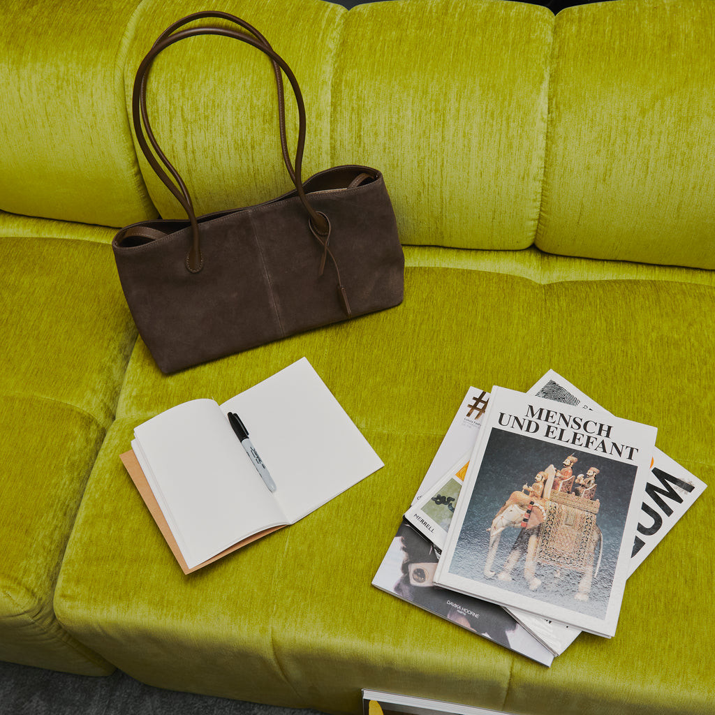 Aria Long Top Handle Suede Bag