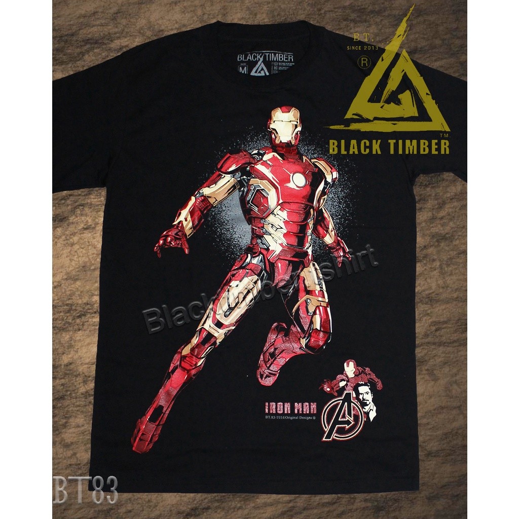 เสื้อยืด Iron Man Avengers ขนาด SMLXLXXL ผ้าฝ้ายคุณภาพดี พิมพ์ลายละเอียดคมชัด BT 83