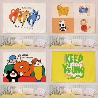 ผ้าพื้นหลังการ์ตูนโดปามีน ชุดการรักษาสีสันสดใส ผ้าแขวนห้องนั…