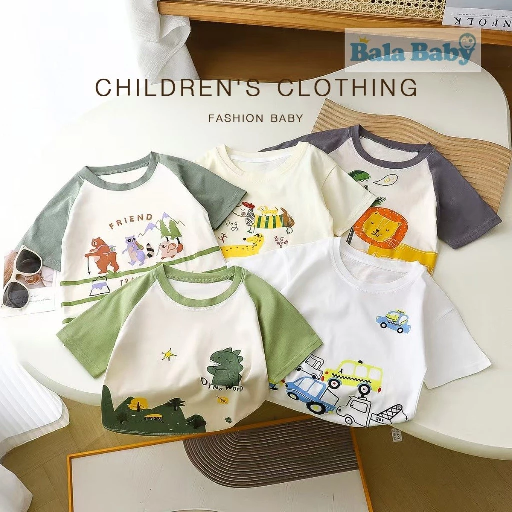 เสื้อผ้าแฟชั่นเด็ก เสื้อยืดเด็กผู้ชาย เนื้อผ้าcotton สำหรับอายุ1-4ปี DXT66