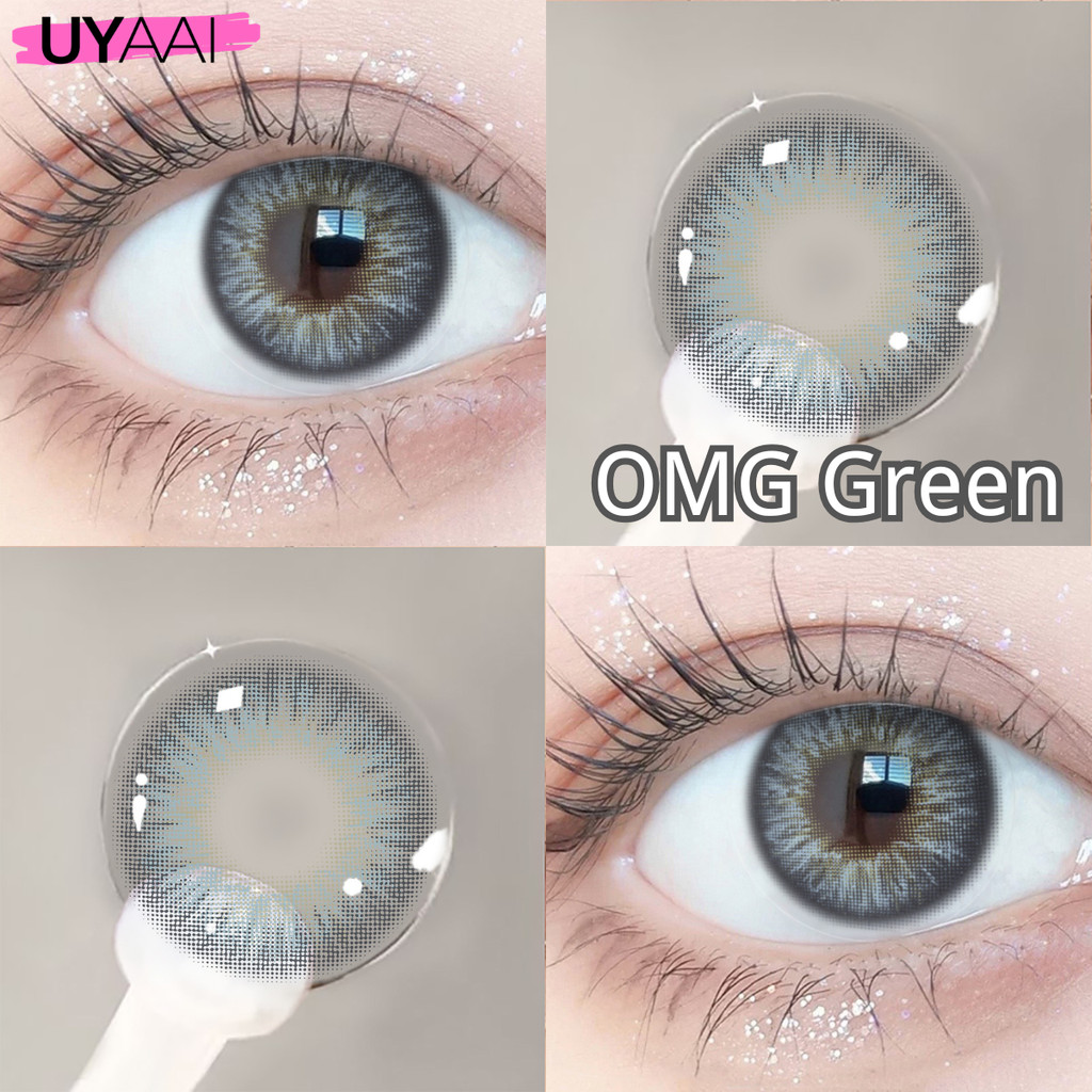 คอนแทคเลนส์สายตา [0.00~-6.00] UYAAI OMG series คอนแทคเลนส์สี 14.0mm Brown Green Gray คอนแทคเลนส์รายเ
