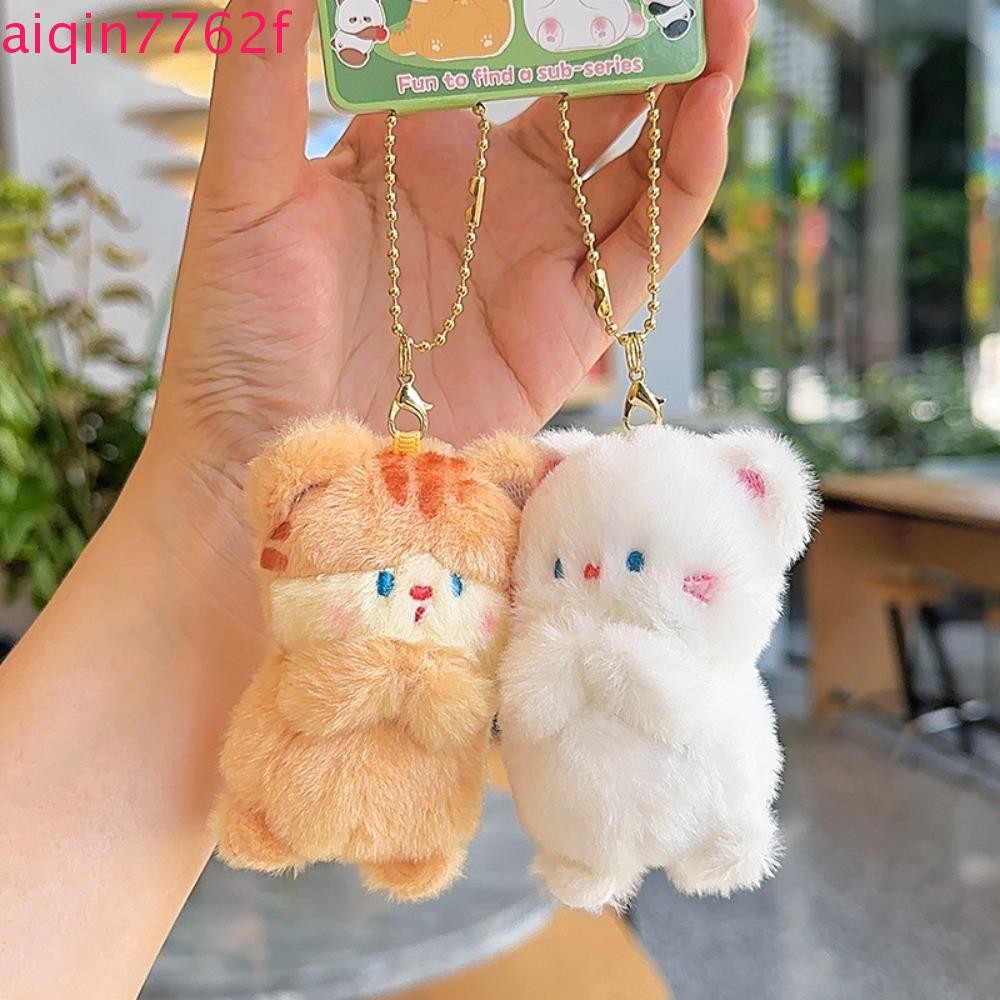 AIQINF 2 ชิ้น/เซ็ต Otter พวงกุญแจ,แม่เหล็กแพนด้าตุ๊กตาสัตว์หัวเข็มขัด,กระต่ายสุนัขเกาหลีสไตล์จิตการ์ตูนจี้คู่