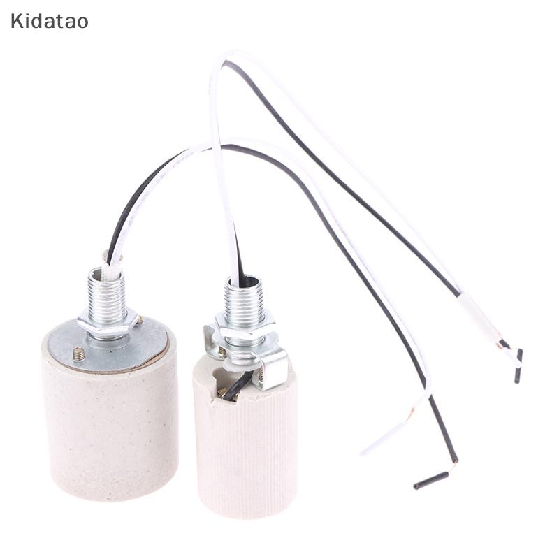 Kidatao E14/E27 สกรูเซรามิกผู้ถือโคมไฟไฟ LED อะแดปเตอร์ทนความร้อนใช้ในบ้านซ็อกเก็ตกลมสําหรับฐานหลอดไฟพร้อมสายใหม่