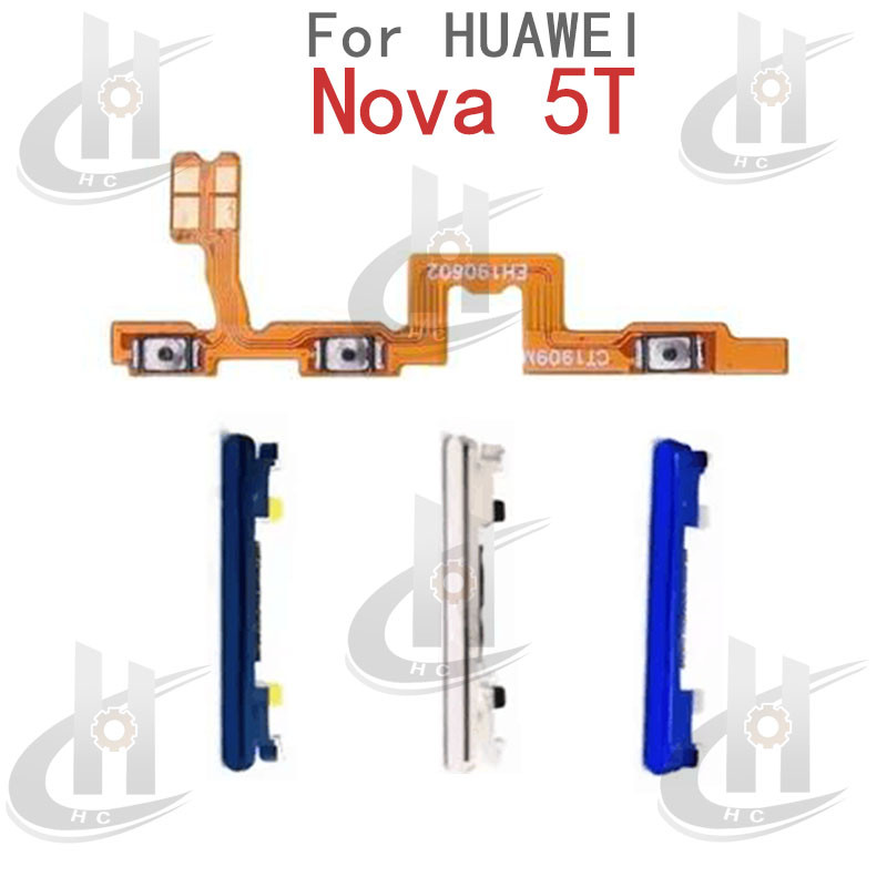 สําหรับ Huawei Nova 5T / Honor 20 20S ปุ่มปรับระดับเสียงไฟปุ่มด้านข้าง Flex Cable Keys ปุ่มปิดระดับเสียงขึ้นและลงด้านข้างอะไหล่ทดแทน