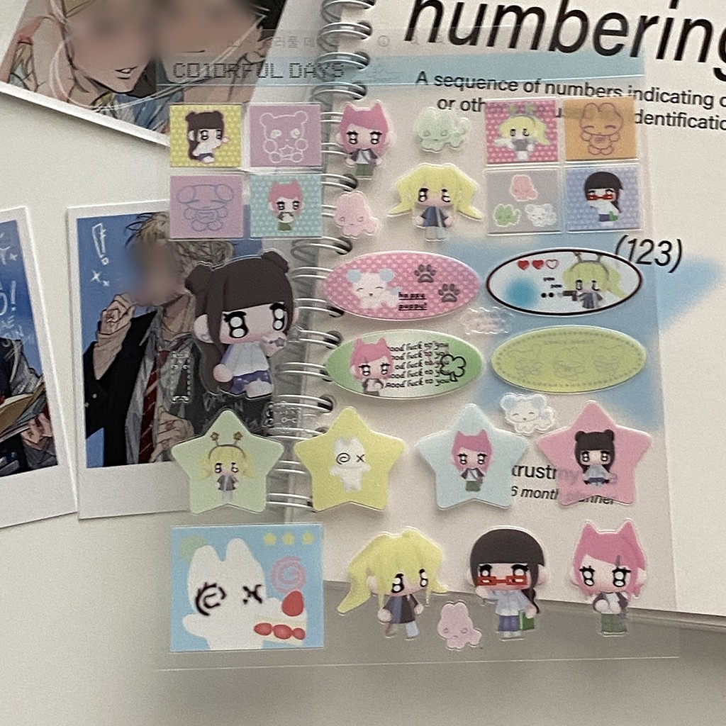 สตีฟ 2 ชิ้นชุดการ์ตูนน่ารักอะนิเมะแมวสาววารสาร เดคโค สติกเกอร์