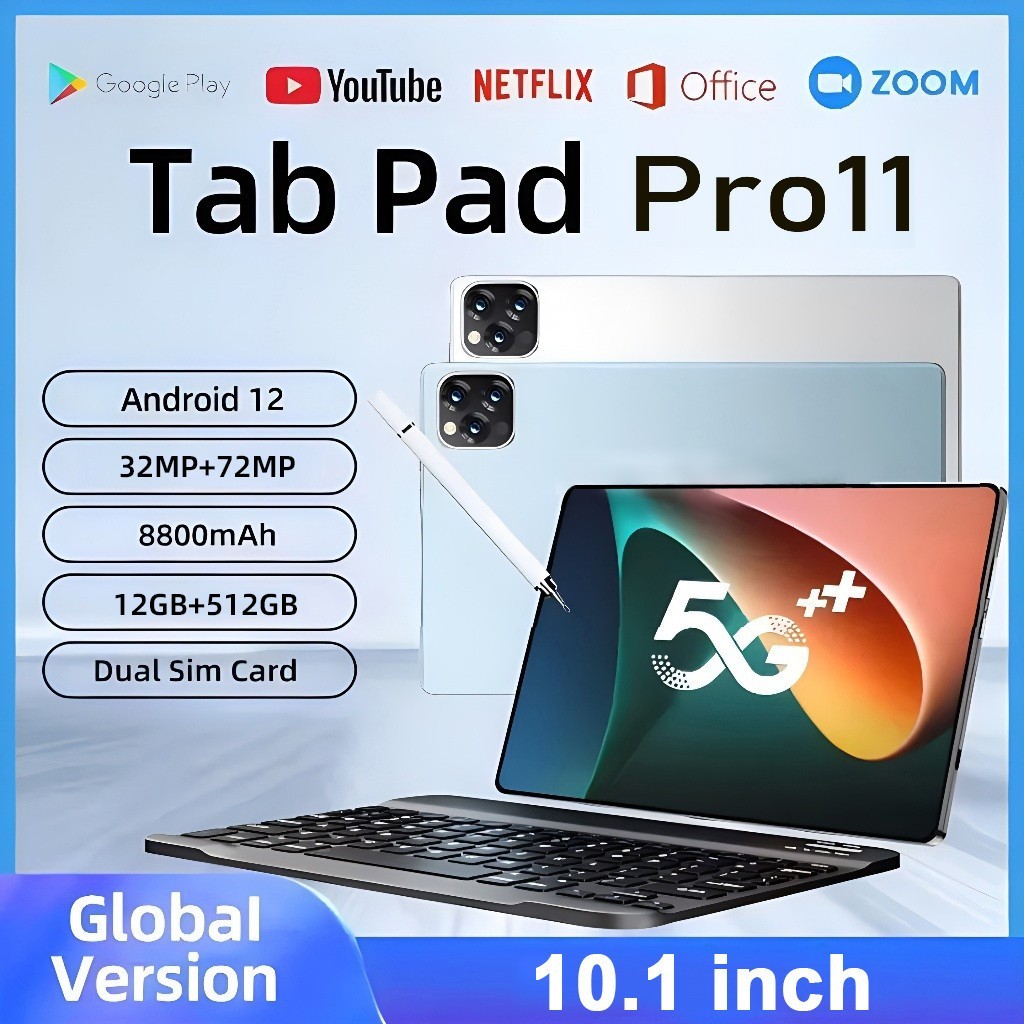 Tab 11 pro 5G 11 นิ้ว 16+128GB ความจุขนาดใหญ่ 8800mah แท็บเล็ตออนไลน์ห้องเรียนอัจฉริยะซิมการ์ดแบบคู่