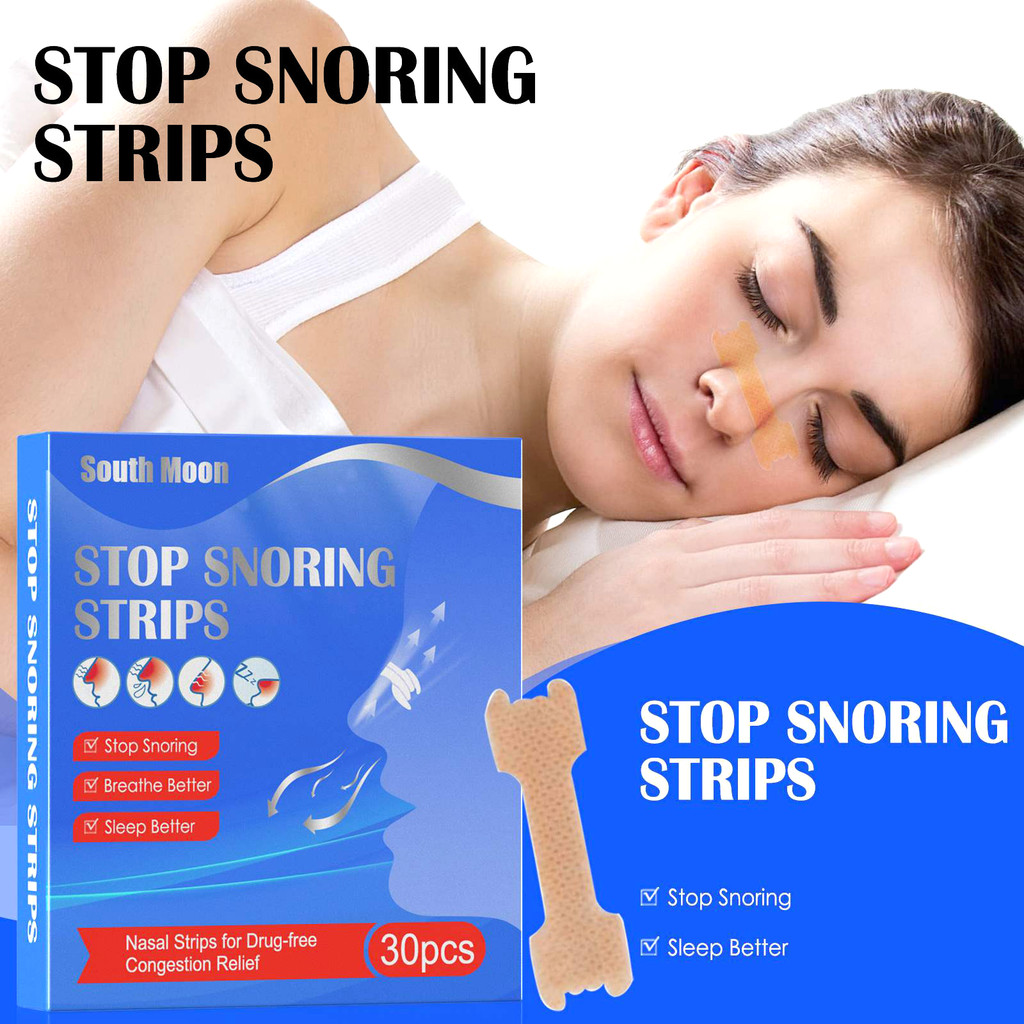 30 ชิ้น/กล่องจมูกจมูกแถบเพื่อลดการนอนกรน Anti-Snoring และบรรเทา Congestion Breath Better Sleep Anti-Snore พลาสเตอร์