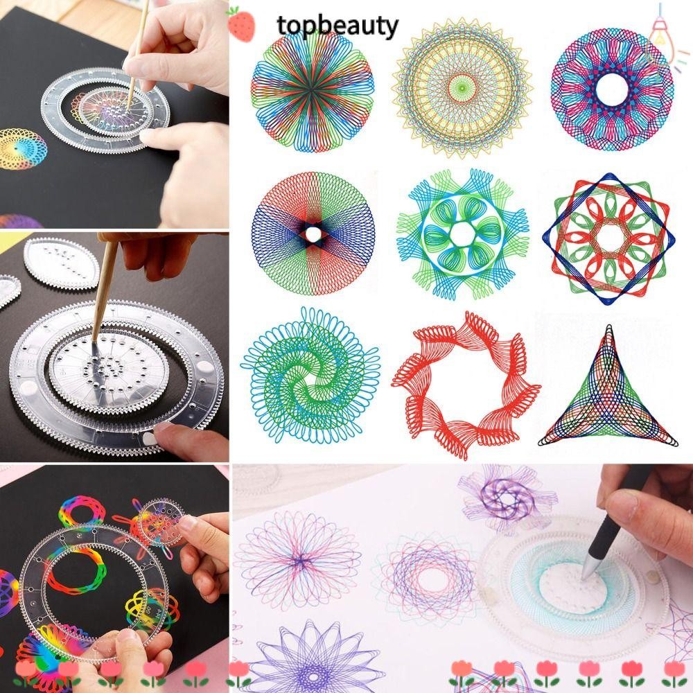 Topbeauty 5/12/22PCS ชุดของเล่นวาดรูป, เกียร์ประสานล้อ Spirograph พลาสติก, Professional รูปพิเศษเรขาคณิตไม้บรรทัดนักเรียน