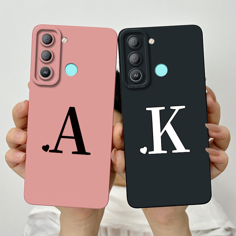สําหรับ Tecno Pop 5 Lte น่ารักตัวอักษรเริ่มต้นเลนส์ป้องกันกันกระแทกกรณี Pop5 Lte BD4a BD4i ซิลิโคนนุ่มเคสโทรศัพท์