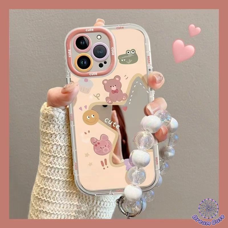 แฟชั่นดาวห้าแฉกสร้อยข้อมือสัตว์น่ารัก เคส IPhone 11 16 15 13 14 12 Pro Max 7Plus 16 8 14 15 7 Plus XR X XS Max SE 2020