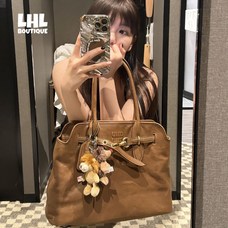 LHL BOUTIQUE Simple SHELL Bag กระเป๋าสะพายไหล่แบบพกพาย้อนยุคความจุขนาดใหญ่อเนกประสงค์
