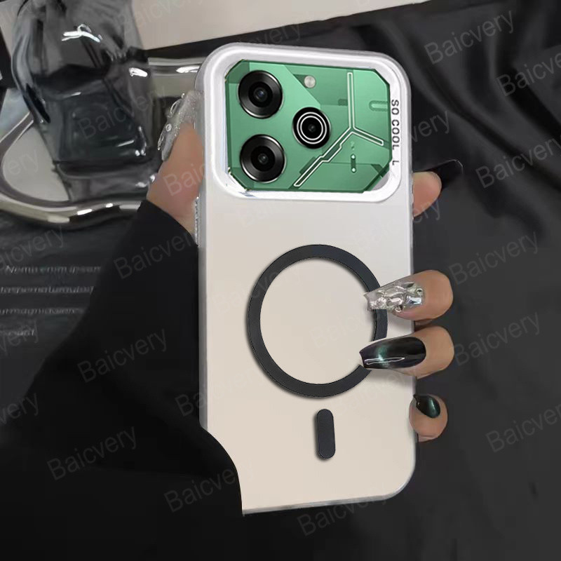 สําหรับ Tecno Pova 6 LI7 Pro 5G LI9 สีสันป้องกันลายนิ้วมือฝาครอบ IMD พร้อมสติกเกอร์แม่เหล็ก