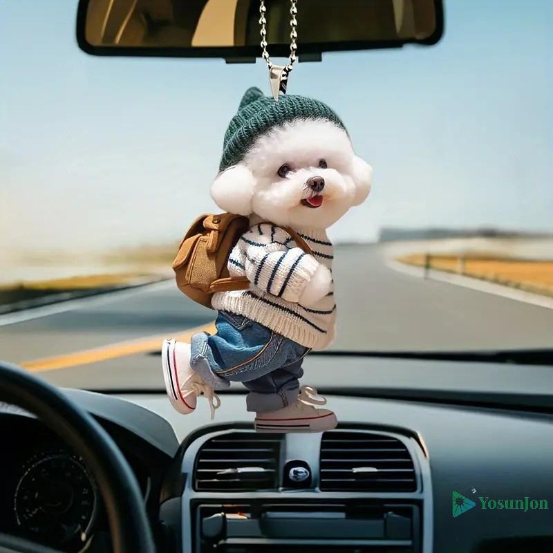 Yosunjon] Creative Puppy Man กระเป๋าเป้สะพายหลังกระจกมองหลังจี้รถแขวนเครื่องประดับรถอุปกรณ์ตกแต่งของขวัญสําหรับผู้หญิงผู้ชายใหม่