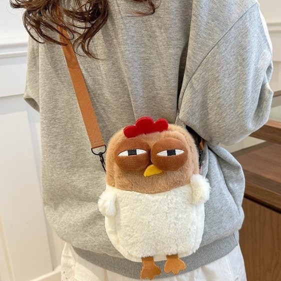 น่าเกลียดและน่ารัก giggle ไก่สาวน่ารักตุ๊กตากระเป๋าสะพายตุ๊กตาการ์ตูน