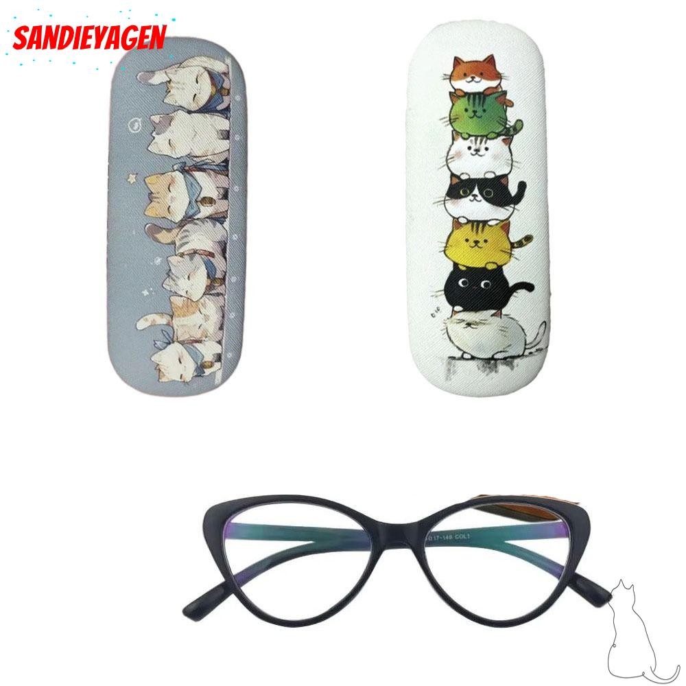 กระเป๋าใส่แว่นกันแดด SANDIEGEN,ที่ใส่กล่องแว่นตาหนัง PU สร้างสรรค์,ฝาครอบป้องกันการ์ตูนแมวความเครียดมัลติฟังก์ชั่กล่องดินสอคิ้วผู้ชายผู้หญิง