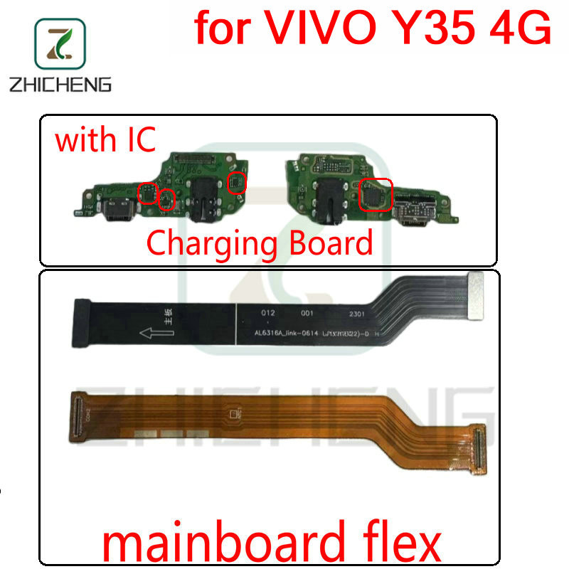 สําหรับ VIVO Y35 4G เมนบอร์ดเชื่อมต่อหลัก USB Dock Charger พอร์ตชาร์จบอร์ดจอแสดงผลเชื่อมต่อเมนบอร์ด 