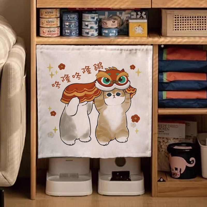 การ์ตูนแมวตกแต่งธงผ้าม่านพาร์ทิชันห้องครัวผ้าม่านประตูน่ารักห้องนอนผ้าม่านหน้าต่างตู้ปิดกั้นผ้าผ้าม่านสั้น - รูปที่ 3