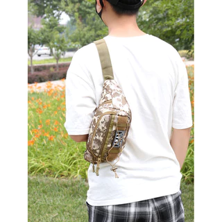 (w264)กระเป๋าคาดอก ผ้าหนา มี4ซิป ลายพรางดิจิตอลทหาร