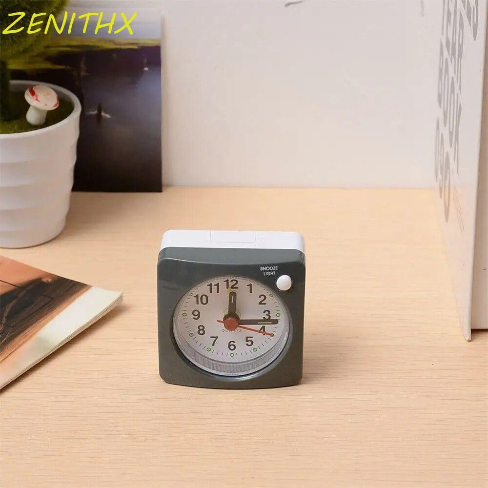 Zenithx นาฬิกาท่องเที่ยวขนาดเล็ก, นาฬิกาปลุกตั้งโต๊ะแบบพกพาขนาดเล็ก, ปิดเสียงที่ใช้งานได้จริงพร้อมนาฬิกาเงียบของนักเรียนแสงห้องนั่งเล่น