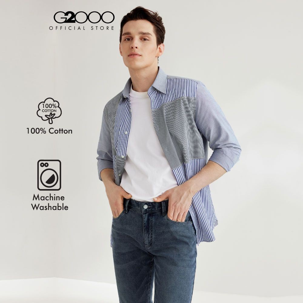 G2000 เสื้อเชิ้ตแขนยาวลำลองสำหรับผู้ชาย ทรง Smart Fit รุ่น 4112013278 NAVY